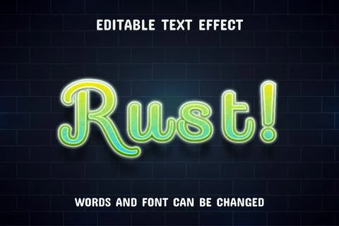 Rust text - neon text effect editable Stock Illustration