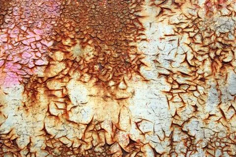 Rust texture on metal, cracked painted surface Stock Photos