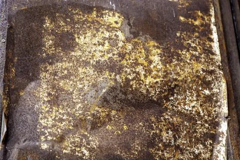 Rust texture on metal wall, corrosive metal, industrial backgrounds Stock Photos