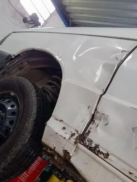 Rust on white vehicle Stock Photos