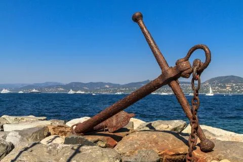 Rusted anchor monument Stock Photos