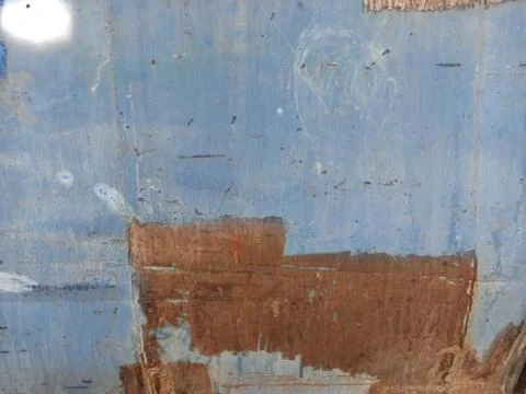 Rusted blue bus board flat background closeup Stock Photos