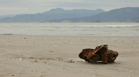 Rusted can on the beach Vidéo 647312