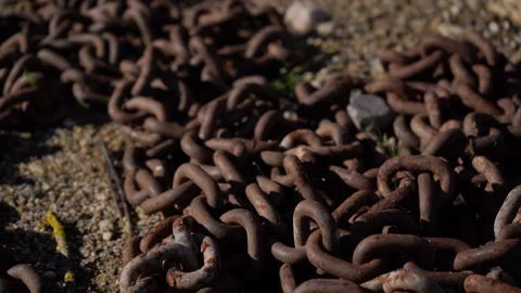 Rusted Chain on Sandy Ground Stock Footage 198381057