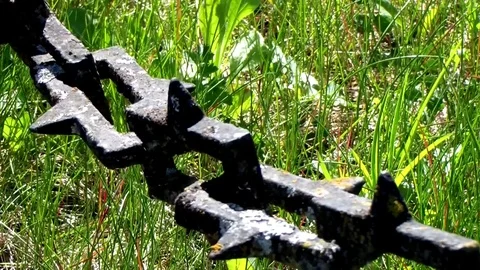 Rusted chain with spikes. Stock Footage 75920888