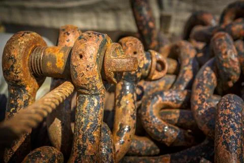 Rusted chains and rigs Stock Photos
