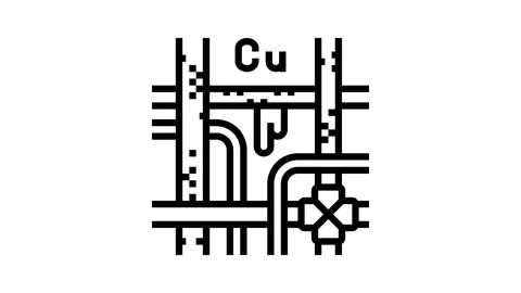 Rusted copper pipes leaking heavy metals water supply line icon animation Stock Footage 326122090