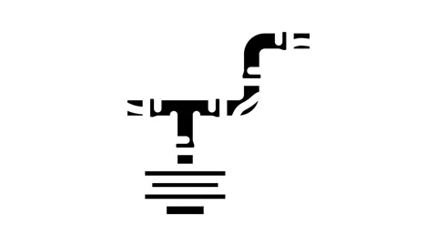 Rusted copper pipes leaking heavy metals water supply glyph icon animation Stock Footage 326728512
