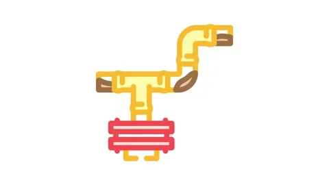 Rusted copper pipes leaking heavy metals water supply color icon animation Stock Footage 327256124