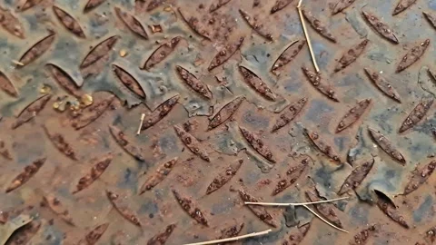 Rusted Diamond Plate Metal Texture Close Up 4K Video stock 333677960