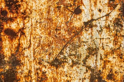 Rusted flat solid sheet metal surface background and texture with leftovers of Stock Photos