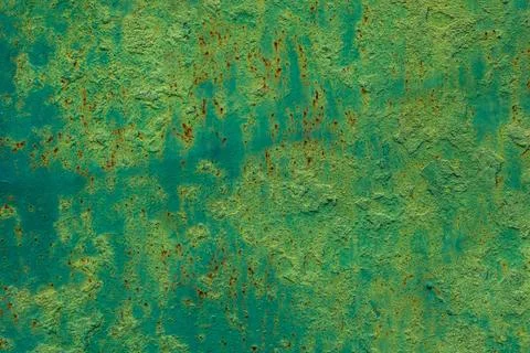 Rusted green metal surface with texture in industrial setting Stock Photos