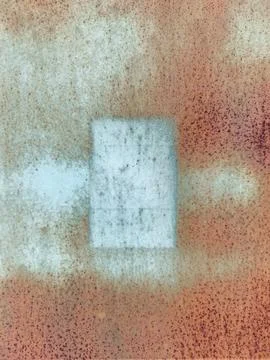Rusted Metal Texture With White Patch Rectangle and Weathered Industrial Su.. Stock Photos