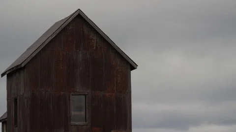 Rusted mining head frame time lapse Stock Footage 79617546