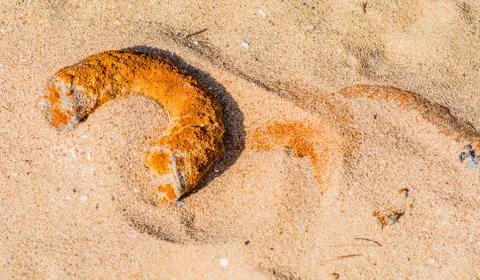 Rusted pipe in the sand Stock Photos