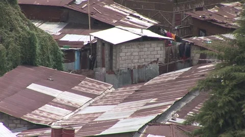 Rusted rooftops of Addis Ababa Stock Footage 1058087