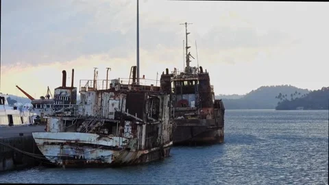 Rusted Ship Stock Footage 167782375