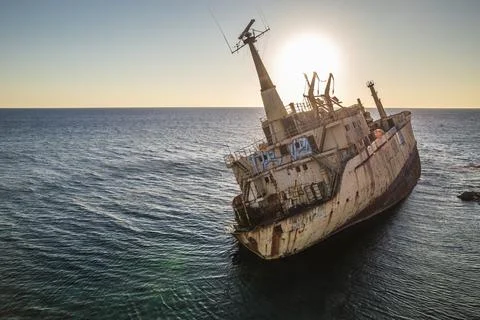 Rusted Shipwreck near Coast Stock Photos