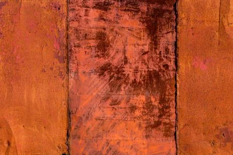 Rusted tin sheets patchwork wall texture and flat background 库存照片