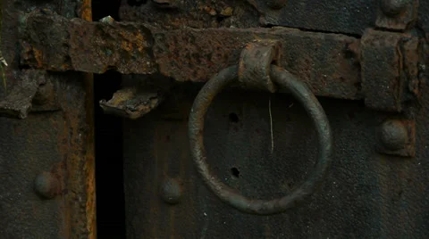 Rusted Wrought Iron Ring Stock-Footage 27562548
