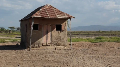 Rustic Adobe Home Stands Alone on the Plateau Stock Footage 85244279