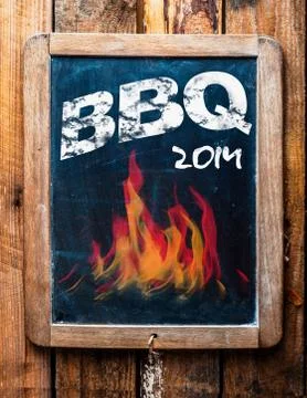 Rustic advertisement for a bbq on a slate Stock Photos