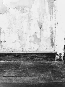 Rustic aged interior wall and parquet texture Stock Photos