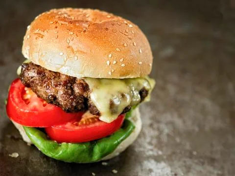 Rustic american hamburger Stock Photos