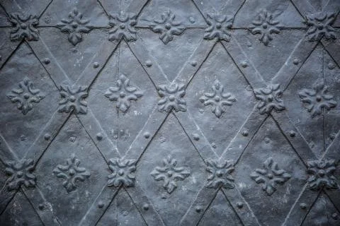 Rustic ancient doors pattern medieval repetitive ornaments Stock Photos