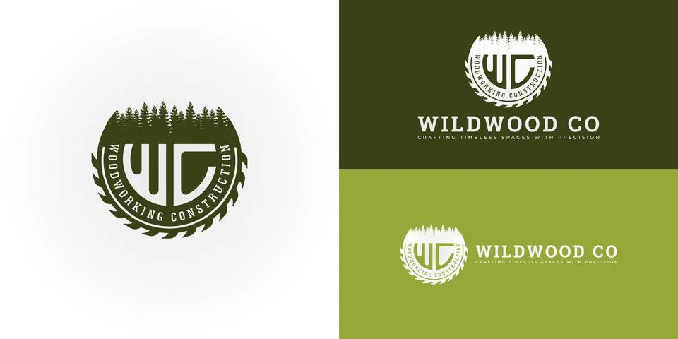 The rustic and evocative logo design features the initials WC Stock Illustration