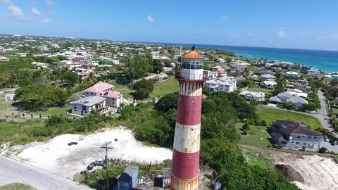Rustic and Historic lighthouse in Barbados Stock Footage 88576033