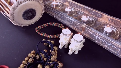 Rustic and quirky setting of Indian classical dance &amp; music. Stock Footage 98746455
