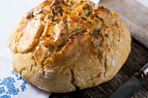 Rustic Artisan crusy baked bread Stock Photos