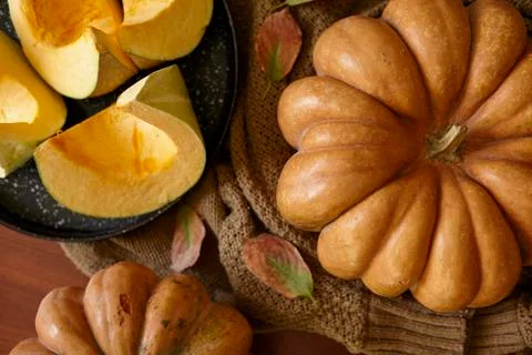 Rustic autumn pumpkins Stock Photos