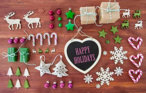 Rustic background with christmas decoration Foto stock