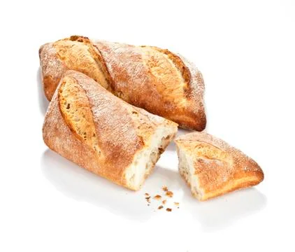 Rustic baguette isolated on white background Stock Photos