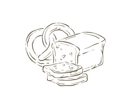 A Rustic Bakery Assortment With Bread And Pretzel Vector Sketch Illustration Stock Illustration