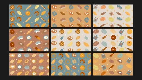 Rustic Bakery background Set Stock Illustration