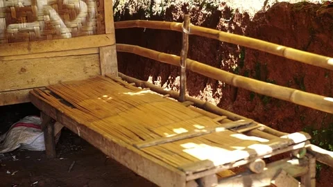 Rustic Bamboo Bench in Natural Setting Vídeos de archivo 308781541