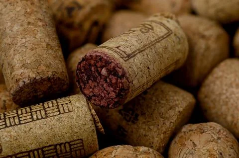 Rustic bar background made of wine corks Stock Photos