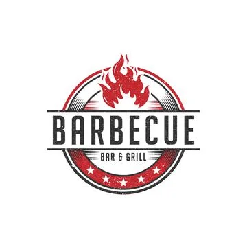Rustic Barbecue bar and grill logo design vector, vintage retro restaurant ba Stock Illustration