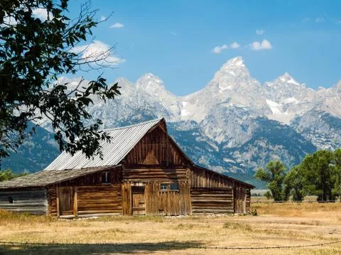 Rustic Barn and Teton Range Stock Photos