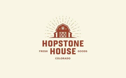 Rustic barn homestead logo vector offers local organic food brands and countr Stock-Illustration