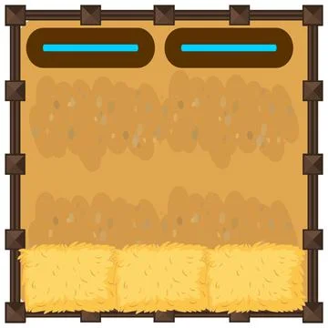 Rustic Barn Interior with Hay Bales Stock Illustration