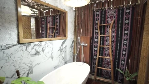 Rustic bathroom interior Stock Footage 260366398