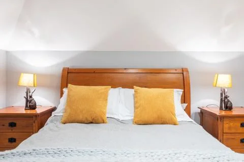 Rustic bed room decoration idea Stock Photos