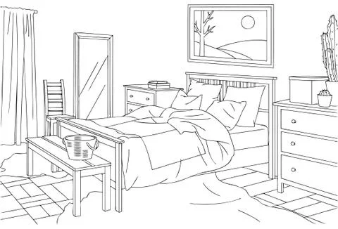 Rustic Bedroom Stock Illustration