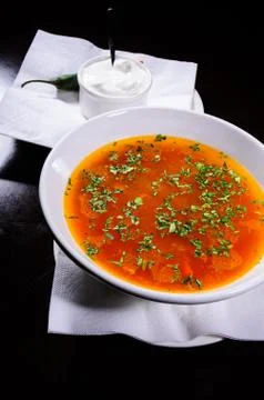 Rustic beef broth Stock Photos