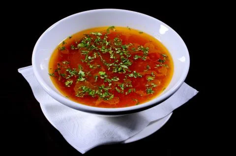 Rustic beef broth Stock Photos