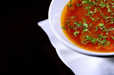 Rustic beef broth Stock Photos